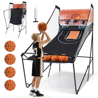 Foldable Basketball Arcade Game Kids Basketball Hoop Machine with 8 Exciting Playing Modes
