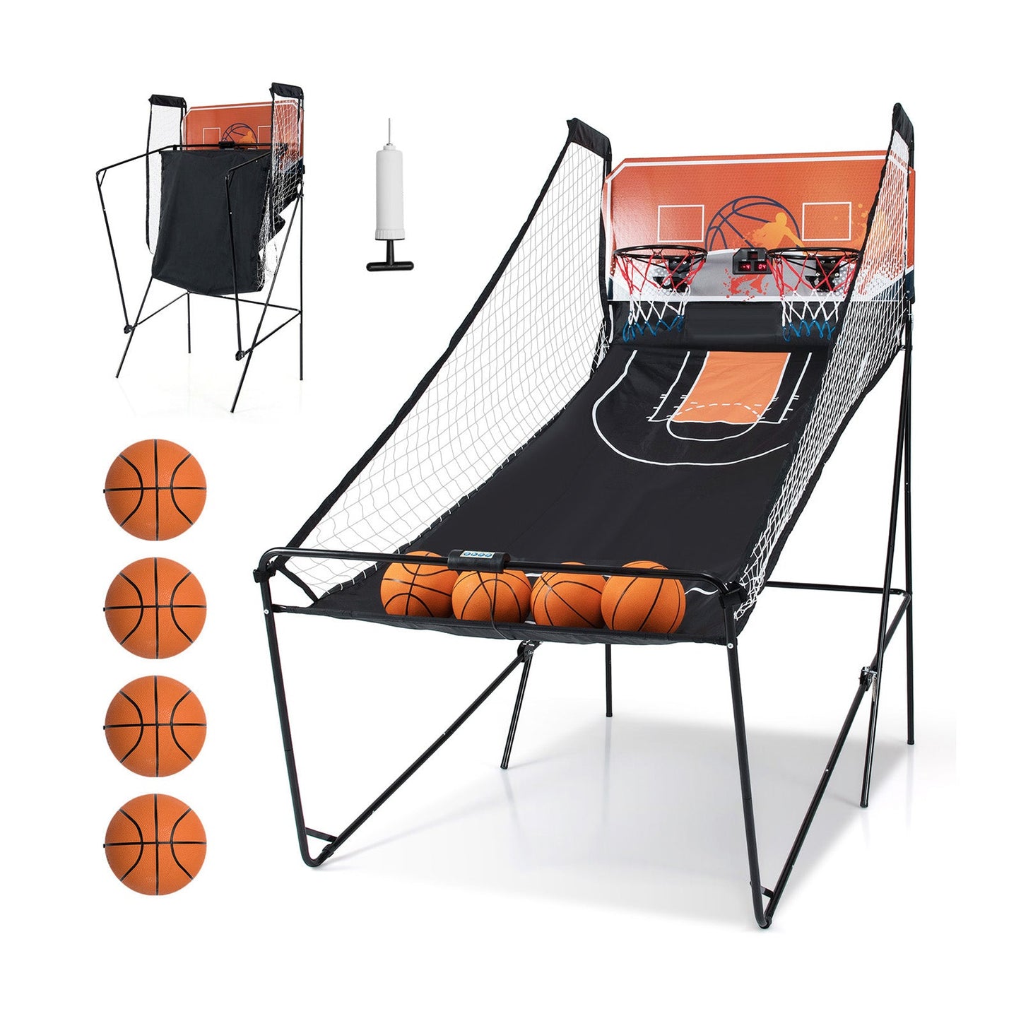 Foldable Basketball Arcade Game Kids Basketball Hoop Machine with 8 Exciting Playing Modes