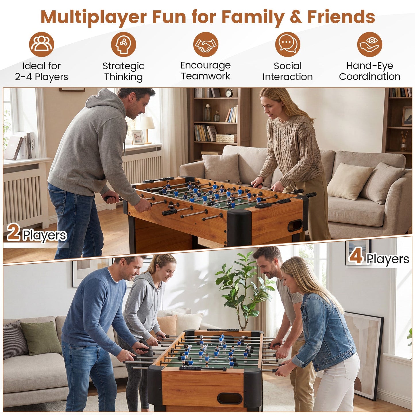 Foosball Table Competition Full Size Soccer Game Table with 22 Players