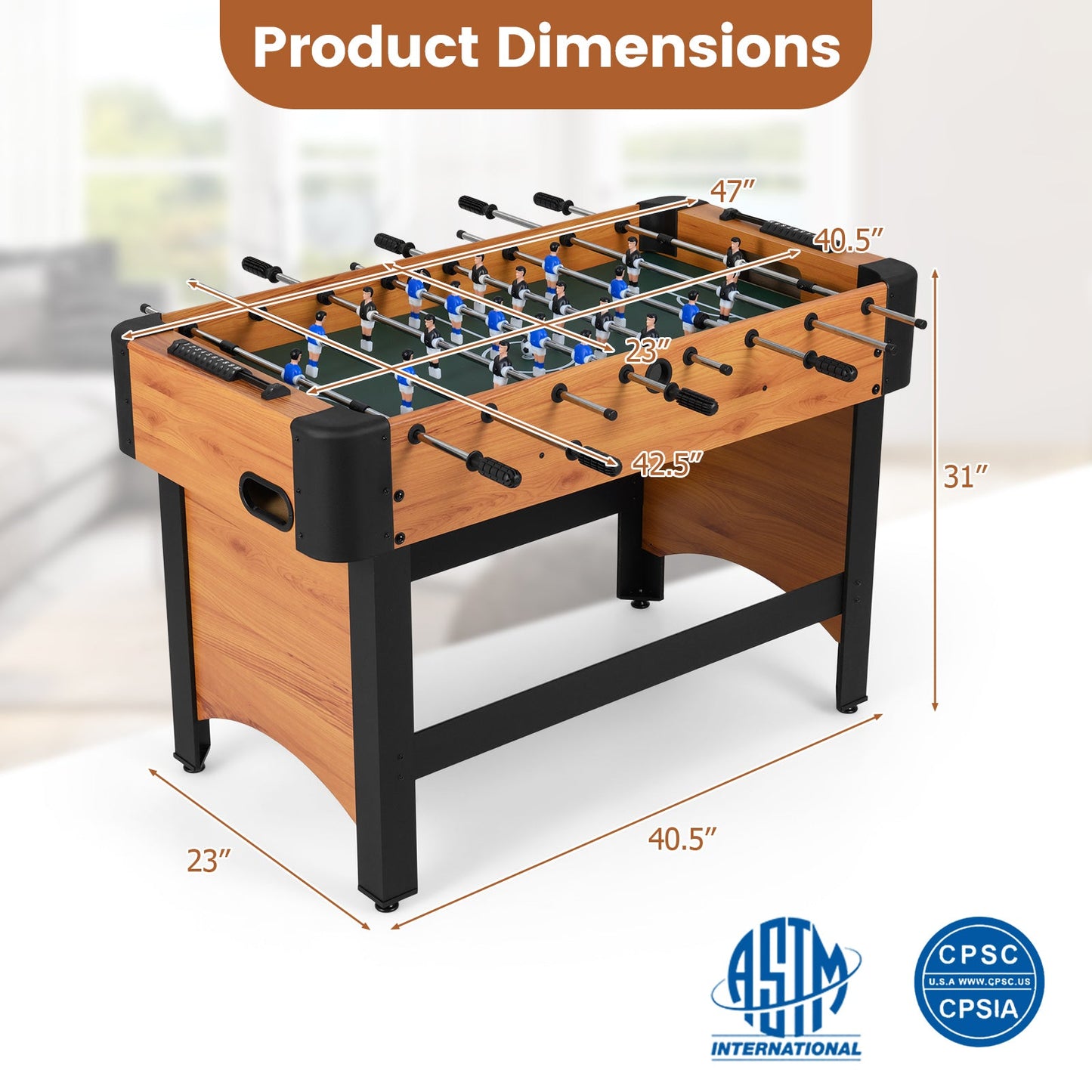 Foosball Table Competition Full Size Soccer Game Table with 22 Players