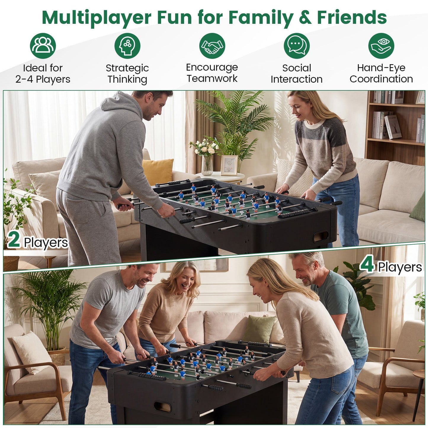 Foosball Table Competition Full Size Soccer Game Table with 22 Players
