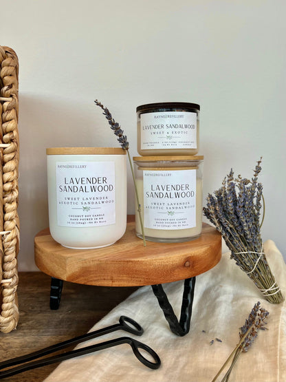 Lavender Sandalwood – Clean Burning Vegan Coconut Soy Candle
