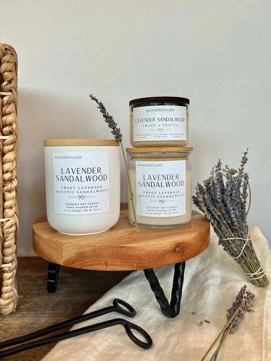 Lavender Sandalwood – Clean Burning Vegan Coconut Soy Candle