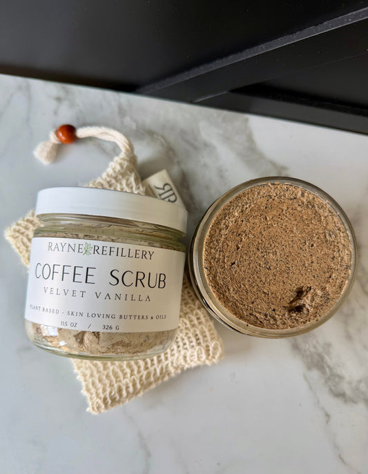 Velvet Vanilla Coffee Scrub - Whipped Exfoliating Body Scrub with Coffee