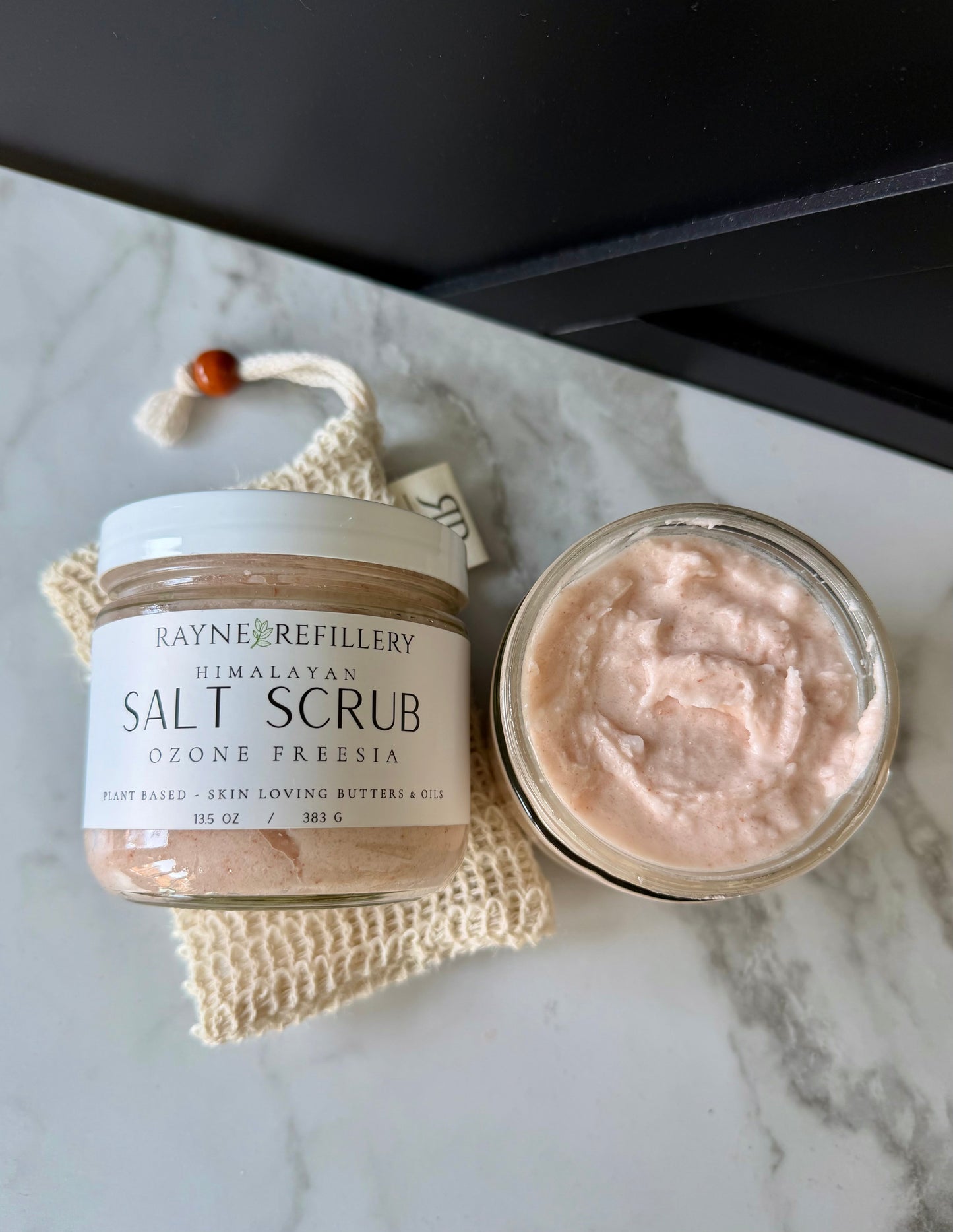 Pink Himalayan Salt Scrub - Whipped Exfoliating Body Scrub Ozone & Freesia