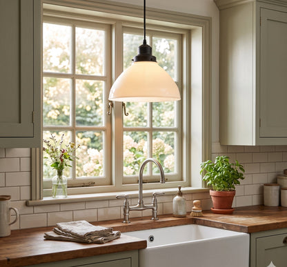 Authentic Antique Milk Glass Pendant Light | 6", 8" and 10"