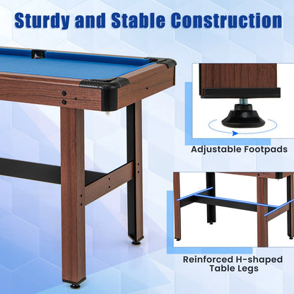 48 Inch Pool Wooden Game Table with Full Set of Ballsfor Kids and Adults