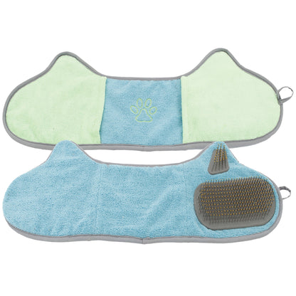 Pet Life ® 'Bryer' 2-in-1 Hand-Inserted Microfiber Pet Grooming Towel and Brush