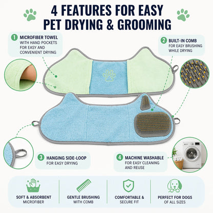 Pet Life ® 'Bryer' 2-in-1 Hand-Inserted Microfiber Pet Grooming Towel and Brush