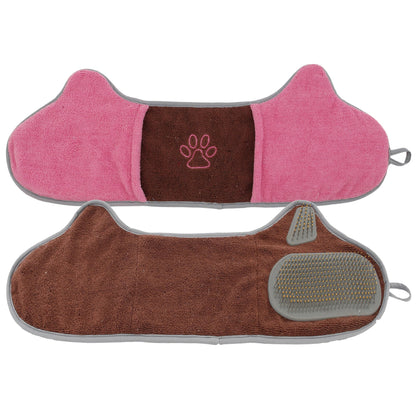 Pet Life ® 'Bryer' 2-in-1 Hand-Inserted Microfiber Pet Grooming Towel and Brush