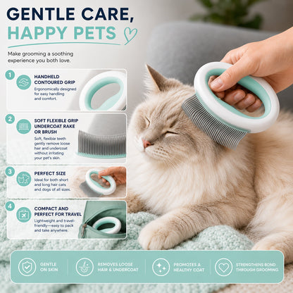 Pet Life ® 'Knuckler' Handheld Travel Flexible Grooming Pet Rake Comb