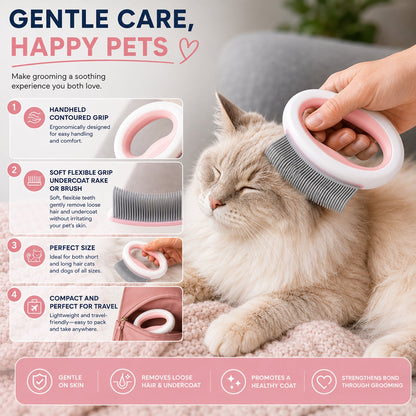 Pet Life ® 'Knuckler' Handheld Travel Flexible Grooming Pet Rake Comb