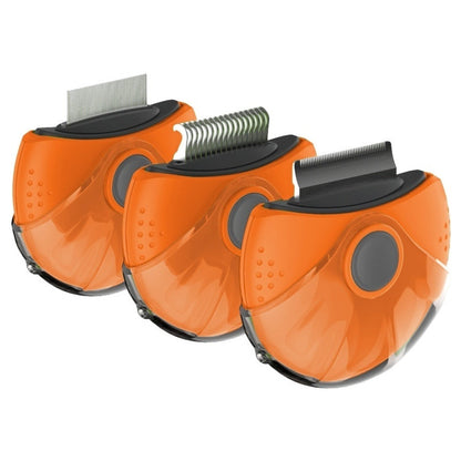 Pet Life ® 'Axler' Triple Rotating Rake Deshedder and Dematting Grooming Pet Comb
