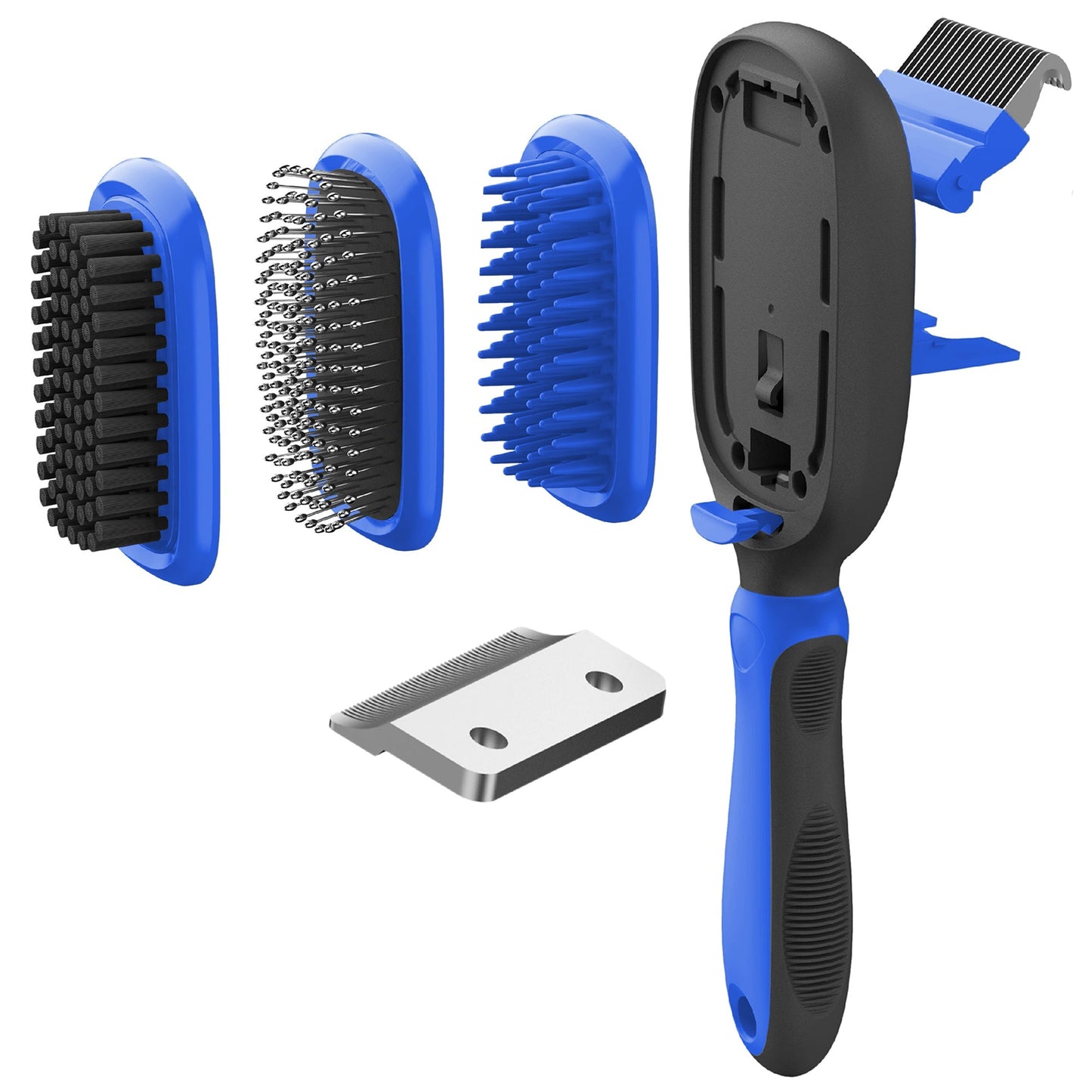 Pet Life ® 'Conversion' 5-in-1 Interchangeable Dematting and Deshedding Bristle Pin and Massage Grooming Pet Comb