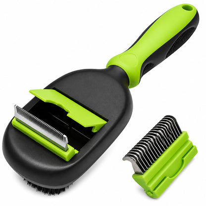 Pet Life ® 'Conversion' 5-in-1 Interchangeable Dematting and Deshedding Bristle Pin and Massage Grooming Pet Comb