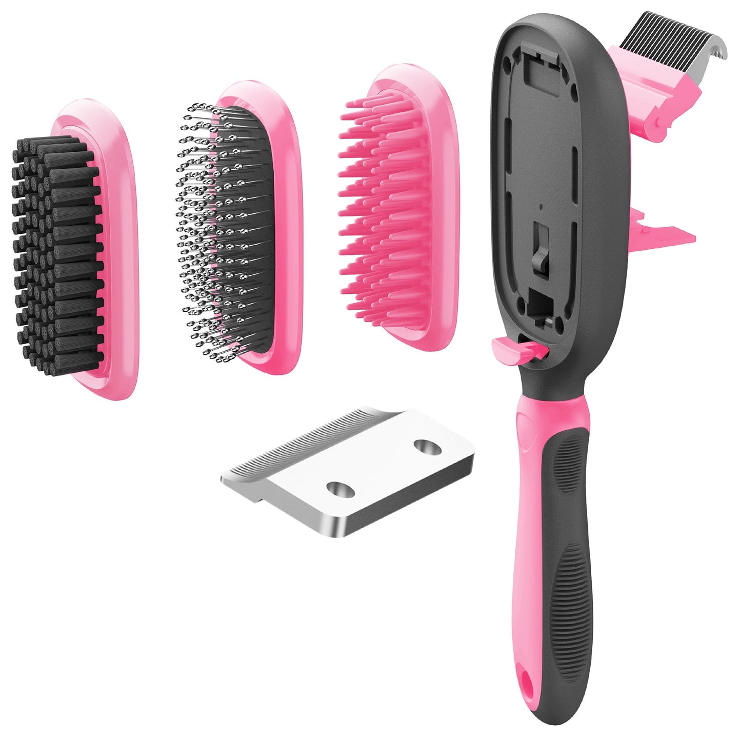 Pet Life ® 'Conversion' 5-in-1 Interchangeable Dematting and Deshedding Bristle Pin and Massage Grooming Pet Comb