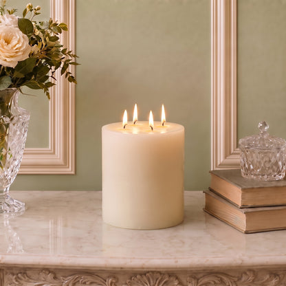 Giant 6 Inch Wide White Beeswax 4 Wick Candles 7 Sizes