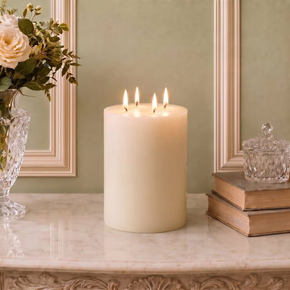 Giant 6 Inch Wide White Beeswax 4 Wick Candles 7 Sizes