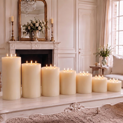 Giant 6 Inch Wide White Beeswax 4 Wick Candles 7 Sizes