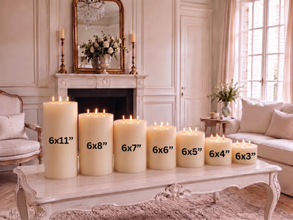 Giant 6 Inch Wide White Beeswax 4 Wick Candles 7 Sizes