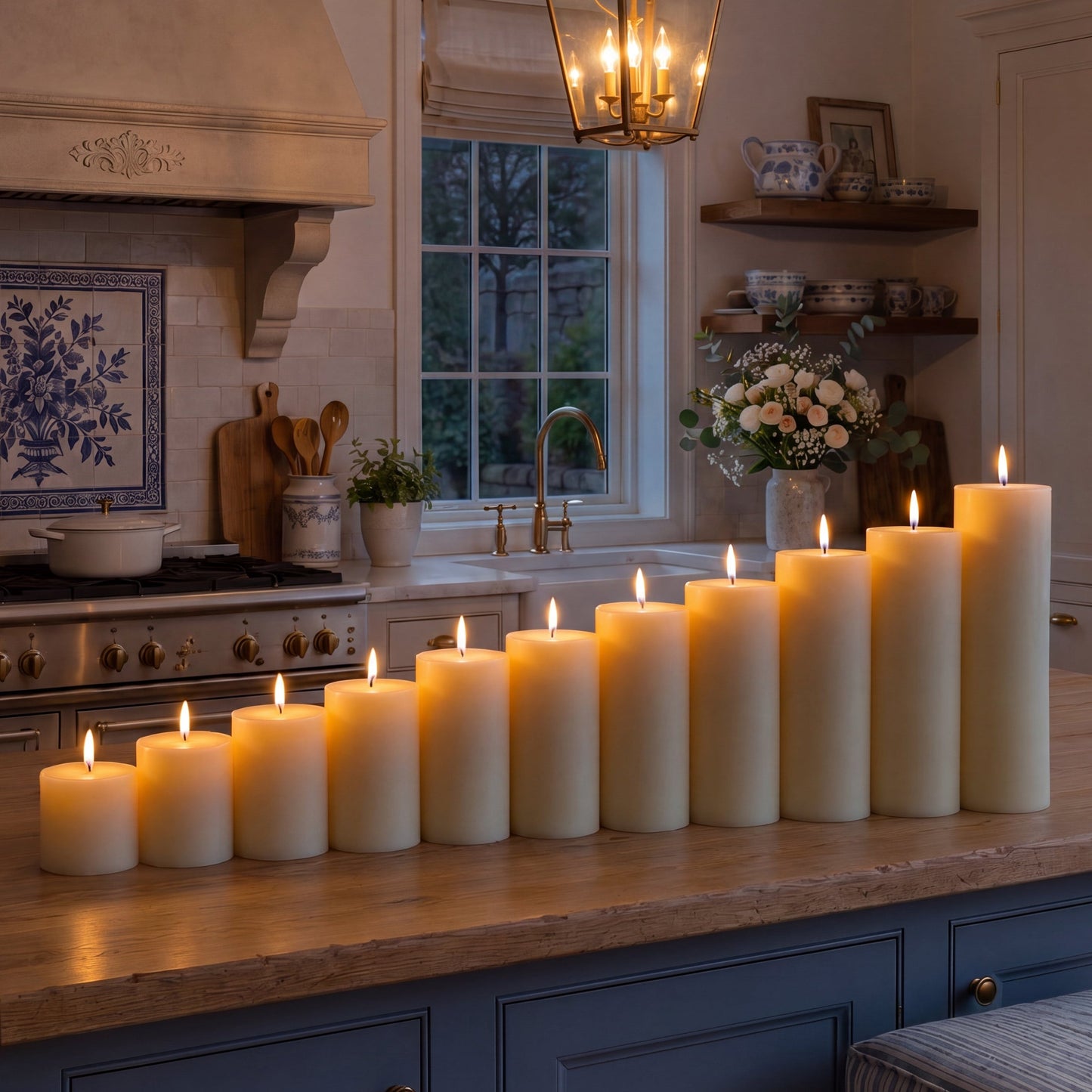 Candle Symphony 11 Piece White-Beeswax Pillar Set 3-Inch Diameter
