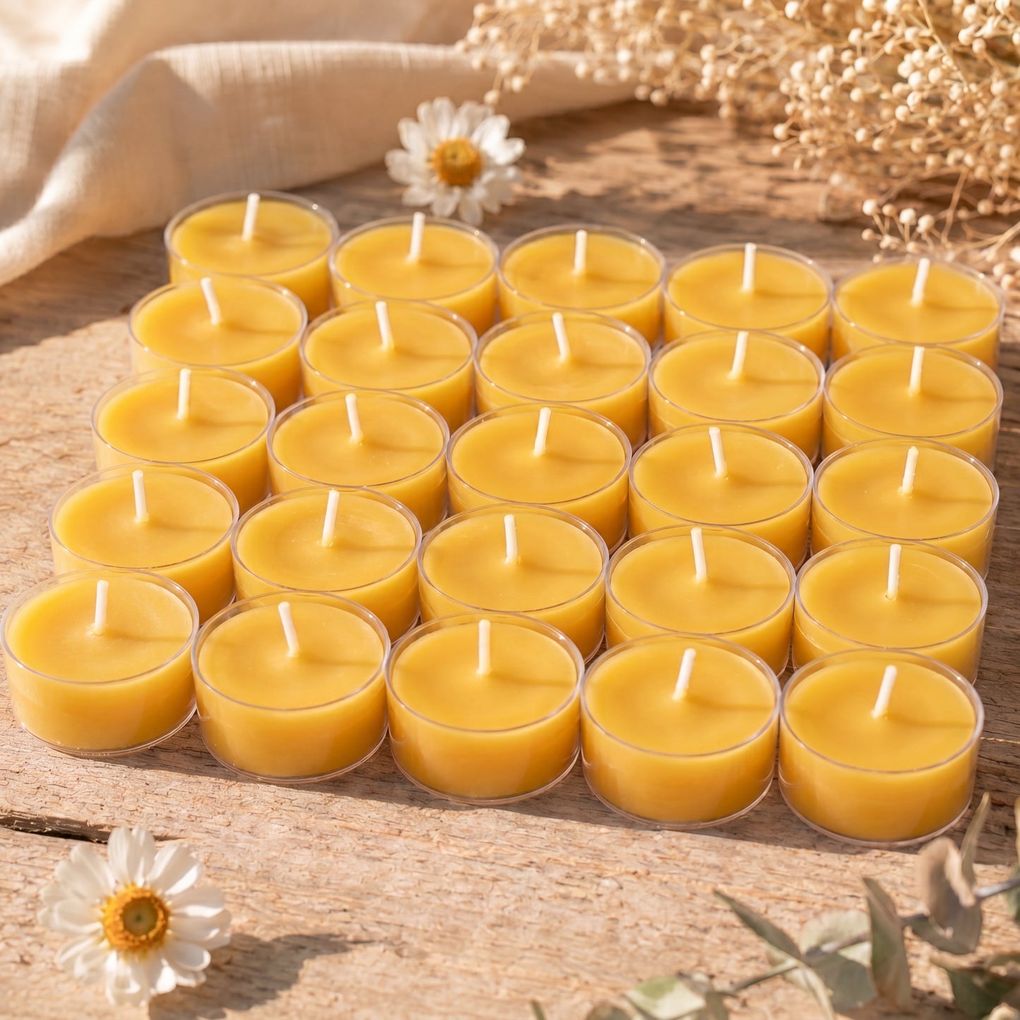 Clear Cupped Tealight Beeswax Candles BULK