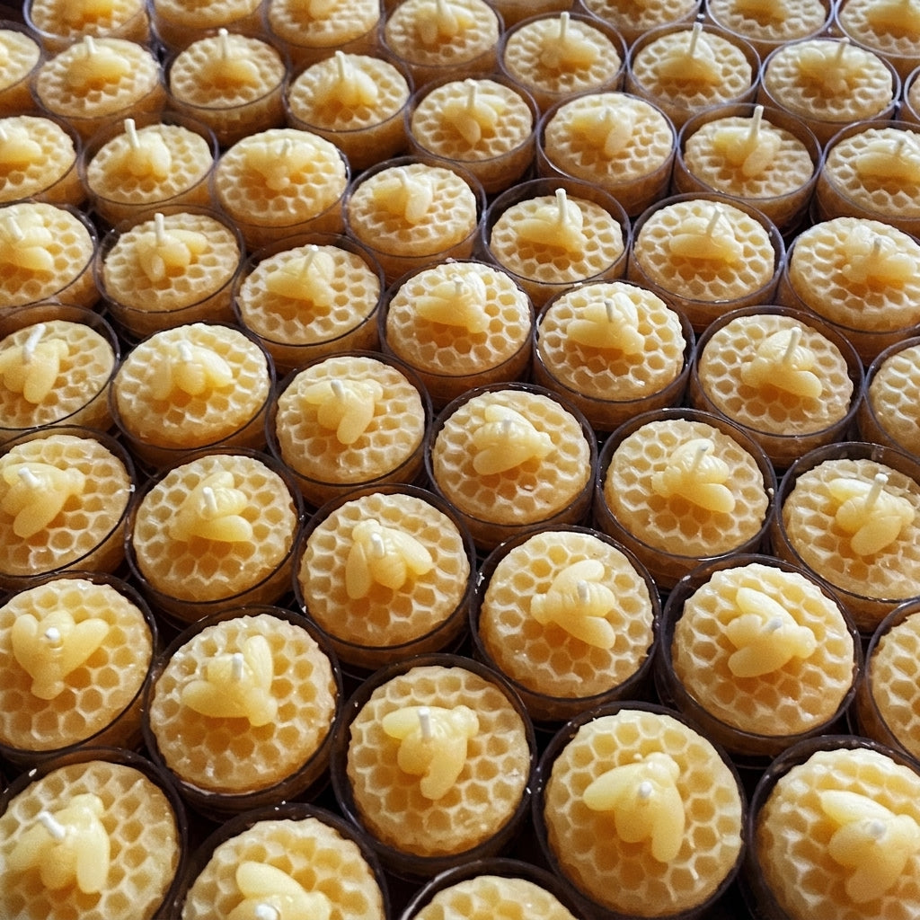Honeycomb Beeswax Tealight Candles with Bee Embossed