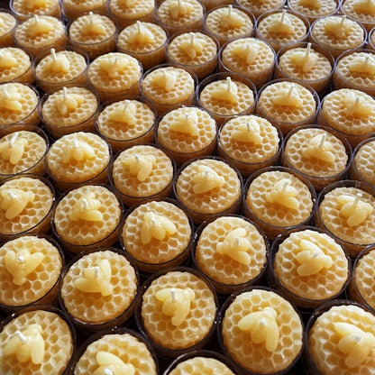 Honeycomb Beeswax Tealight Candles with Bee Embossed