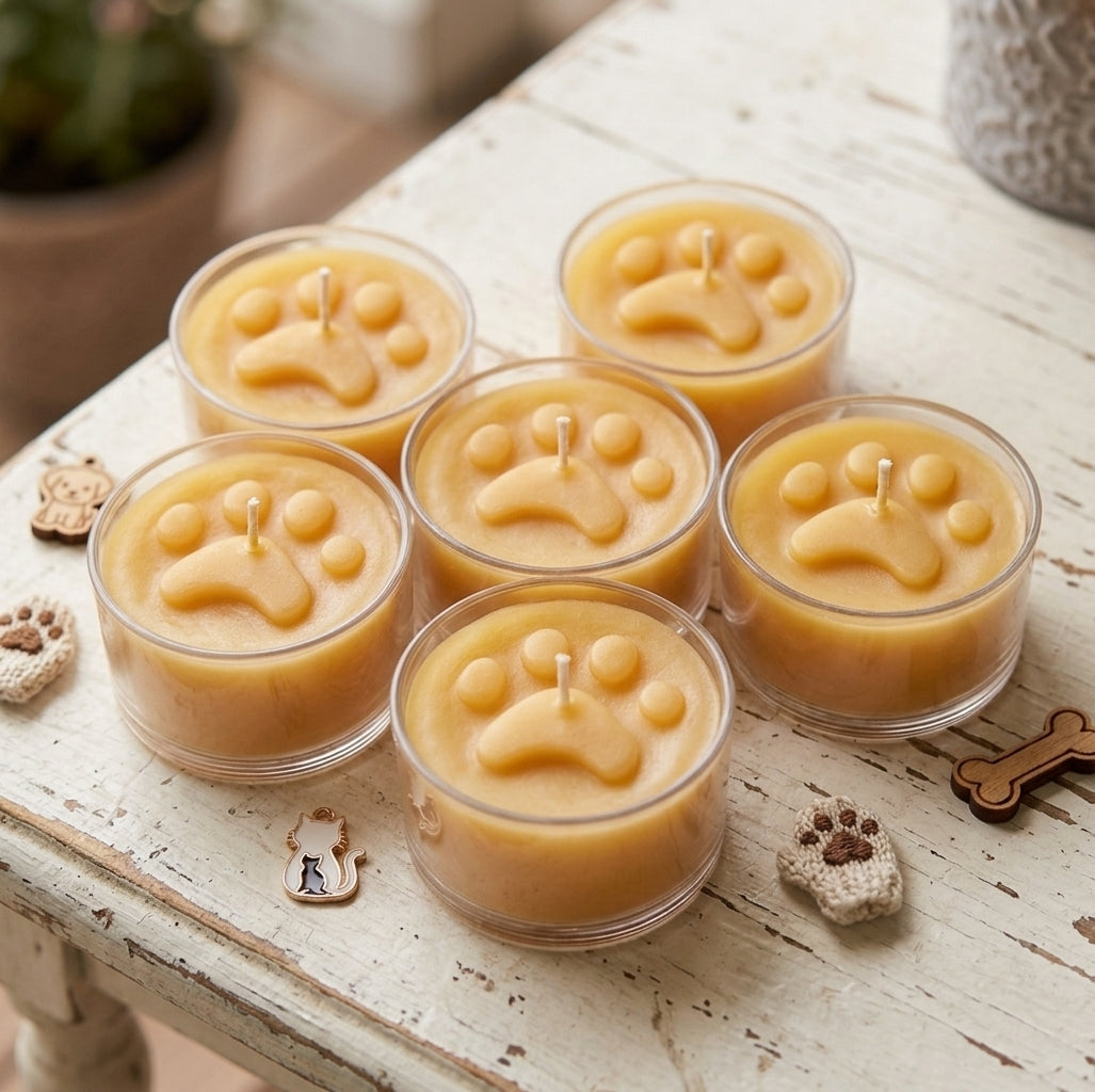 Animal Paw Beeswax Tealight Candles