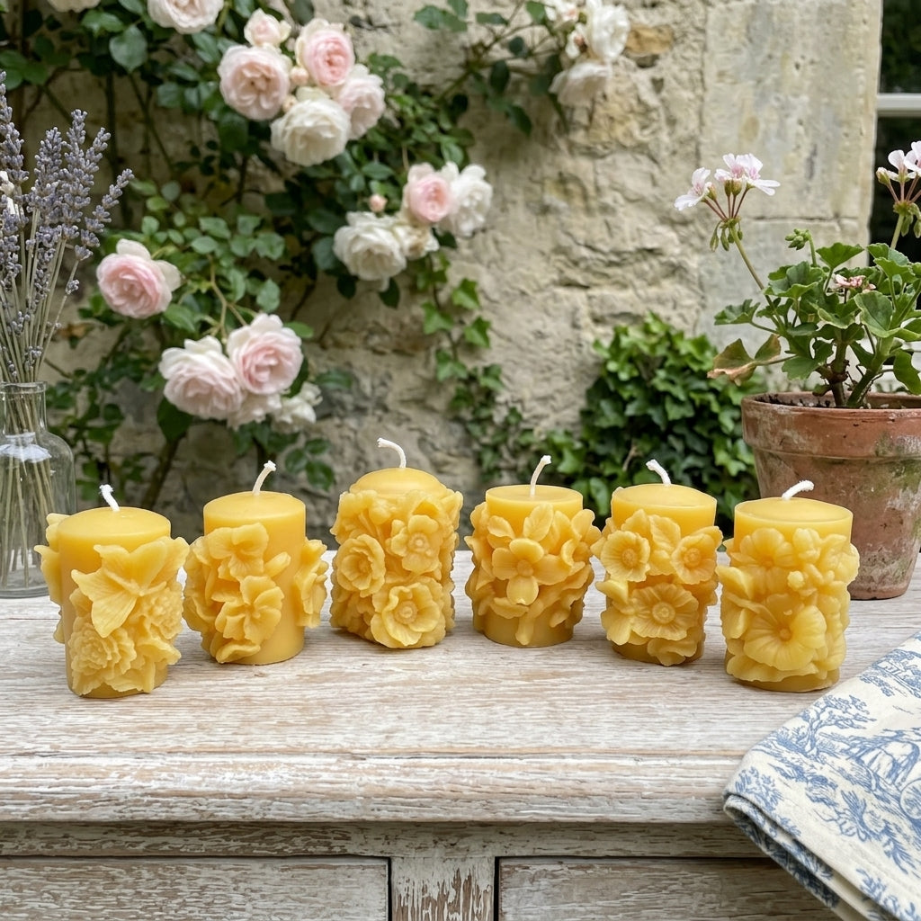 Flower Butterfly Set of 6 Beeswax Candles