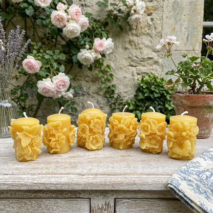 Flower Butterfly Set of 6 Beeswax Candles