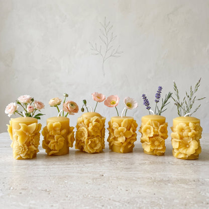 Flower Butterfly Set of 6 Beeswax Candles