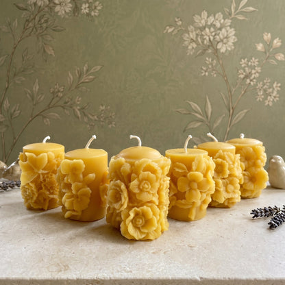 Flower Butterfly Set of 6 Beeswax Candles