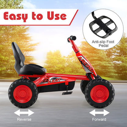 Go Kart for Kids 4 Wheel with Steering Handlebars and Adjustable Seat