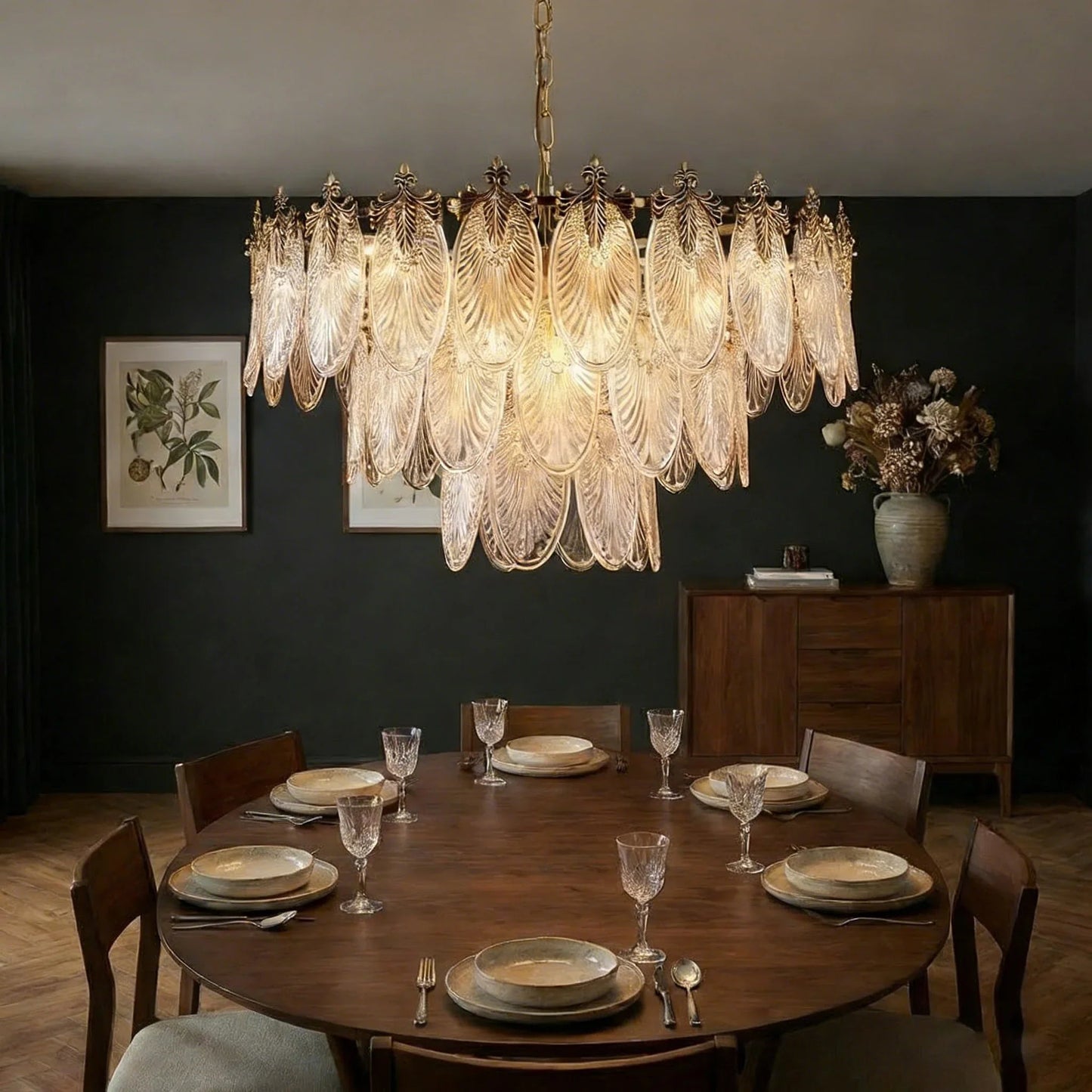 Golden Foliage Crystal Chandelier