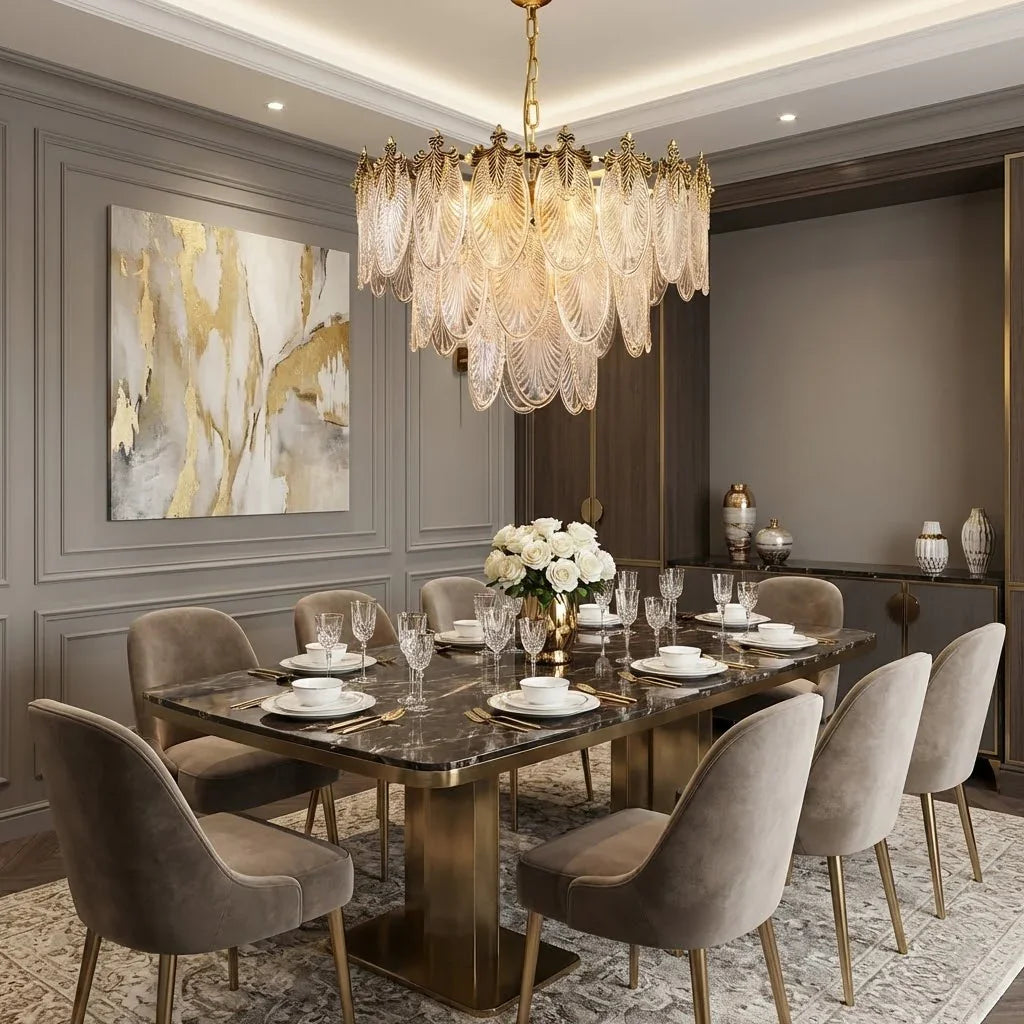 Golden Foliage Crystal Chandelier
