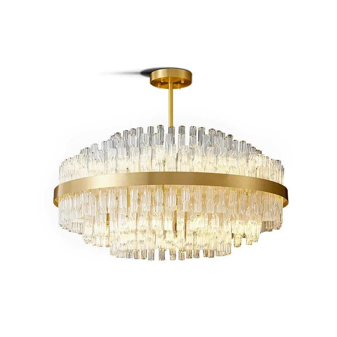 Golden Linear Glass Rod Chandelier