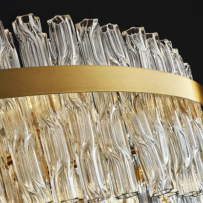 Golden Linear Glass Rod Chandelier