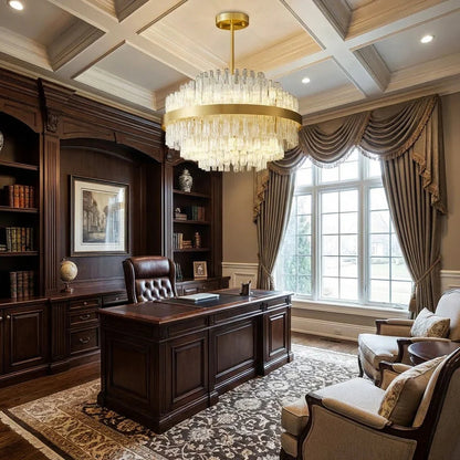 Golden Linear Glass Rod Chandelier