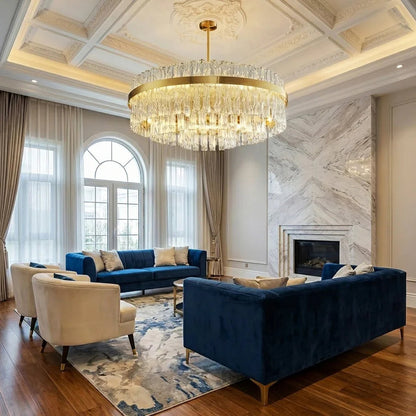 Golden Linear Glass Rod Chandelier