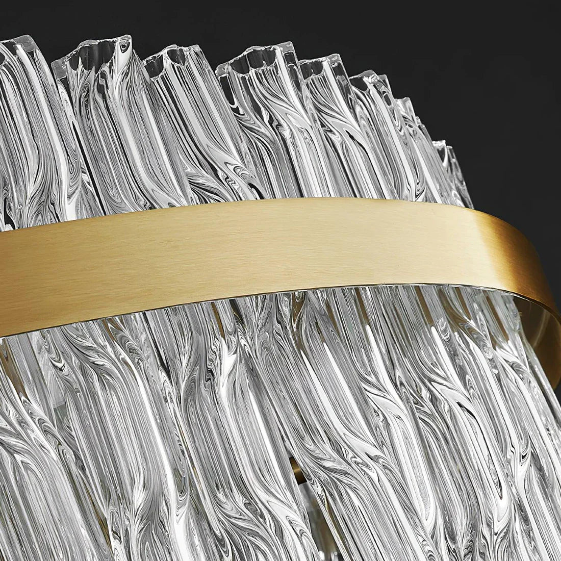 Golden Linear Glass Rod Chandelier