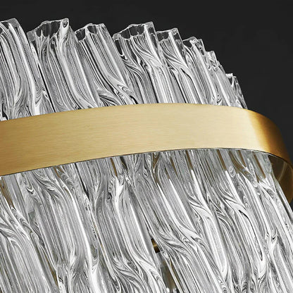 Golden Linear Glass Rod Chandelier