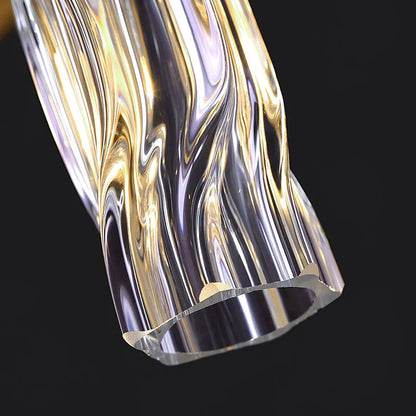 Golden Linear Glass Rod Chandelier