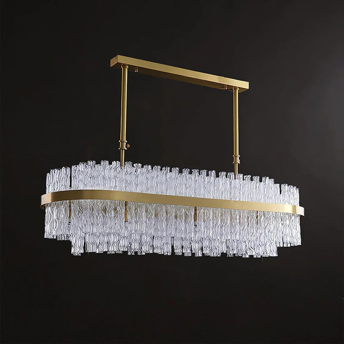 Golden Linear Glass Rod Chandelier