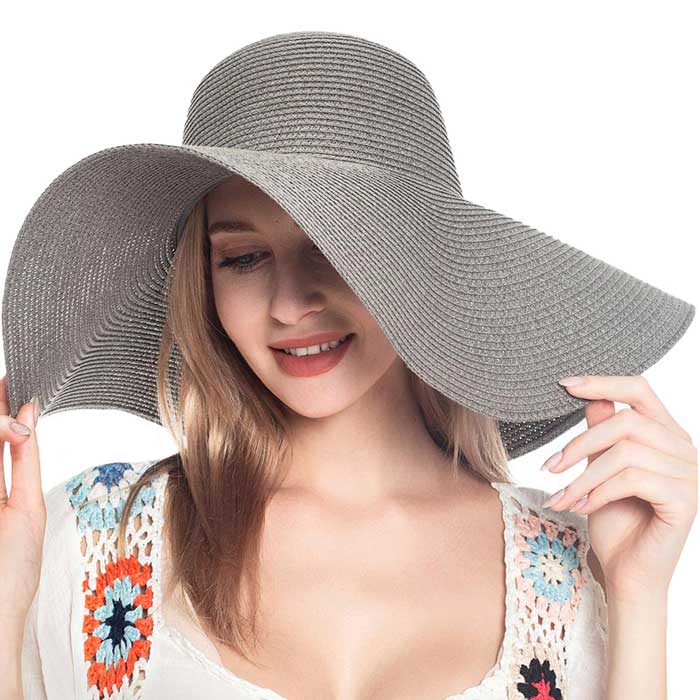 Women's Solid Floppy Straw Sun Hat