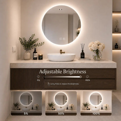 Round Backlit LED BATHROOMS Vanity  Mirrors With Dimmable Lights