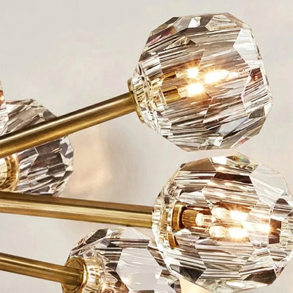 Hand-Cut Crystal Orb Branching Chandelier