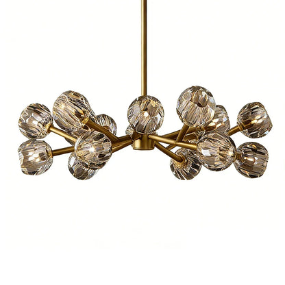 Hand-Cut Crystal Orb Branching Chandelier