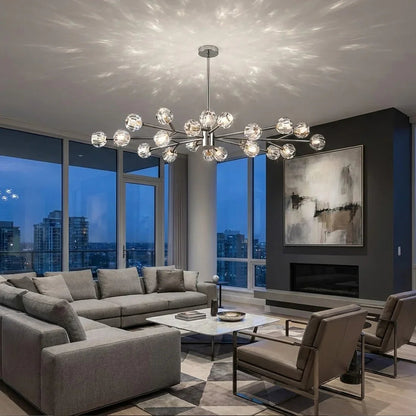 Hand-Cut Crystal Orb Branching Chandelier