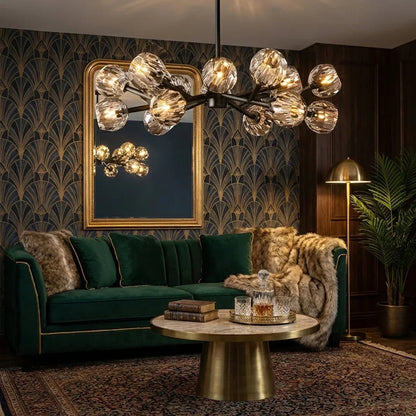 Hand-Cut Crystal Orb Branching Chandelier